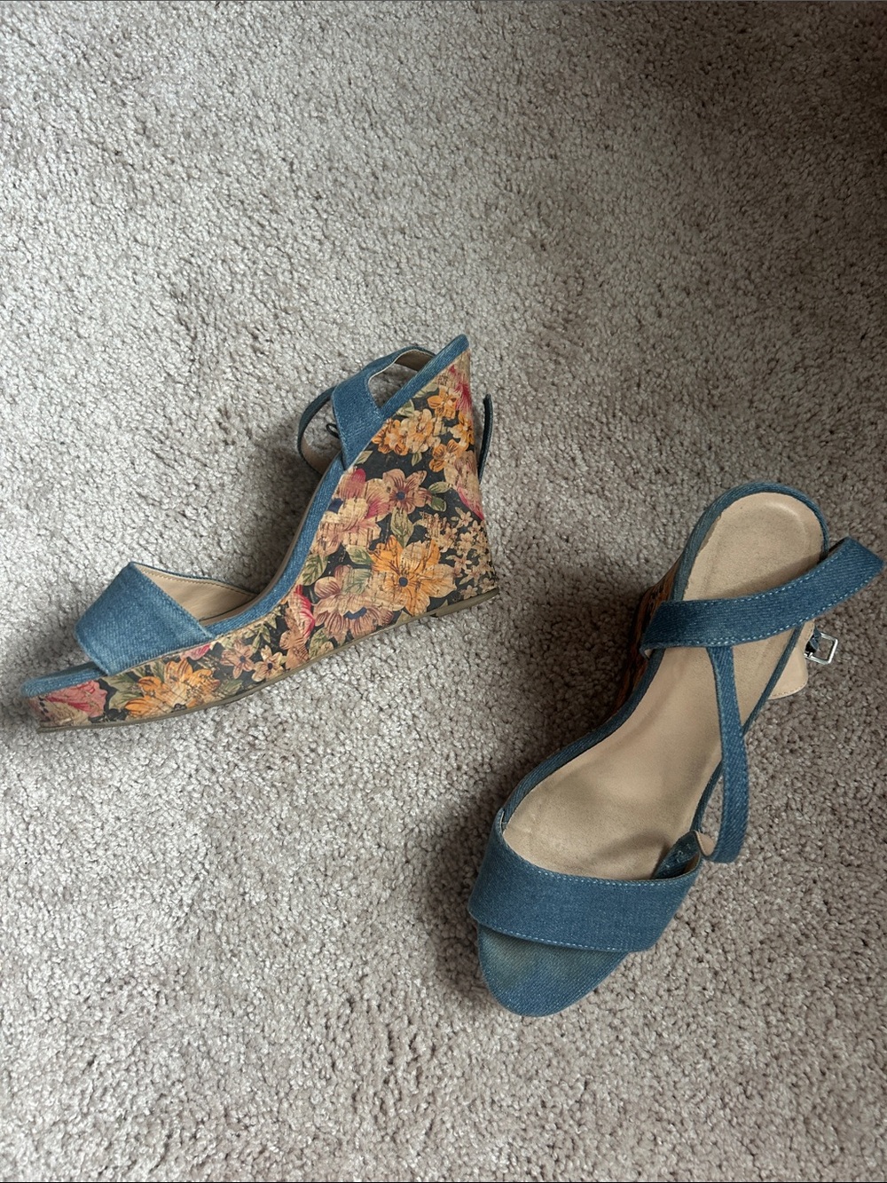 Women’s Blue Denim Strap Sandals - Picture 3 of 3